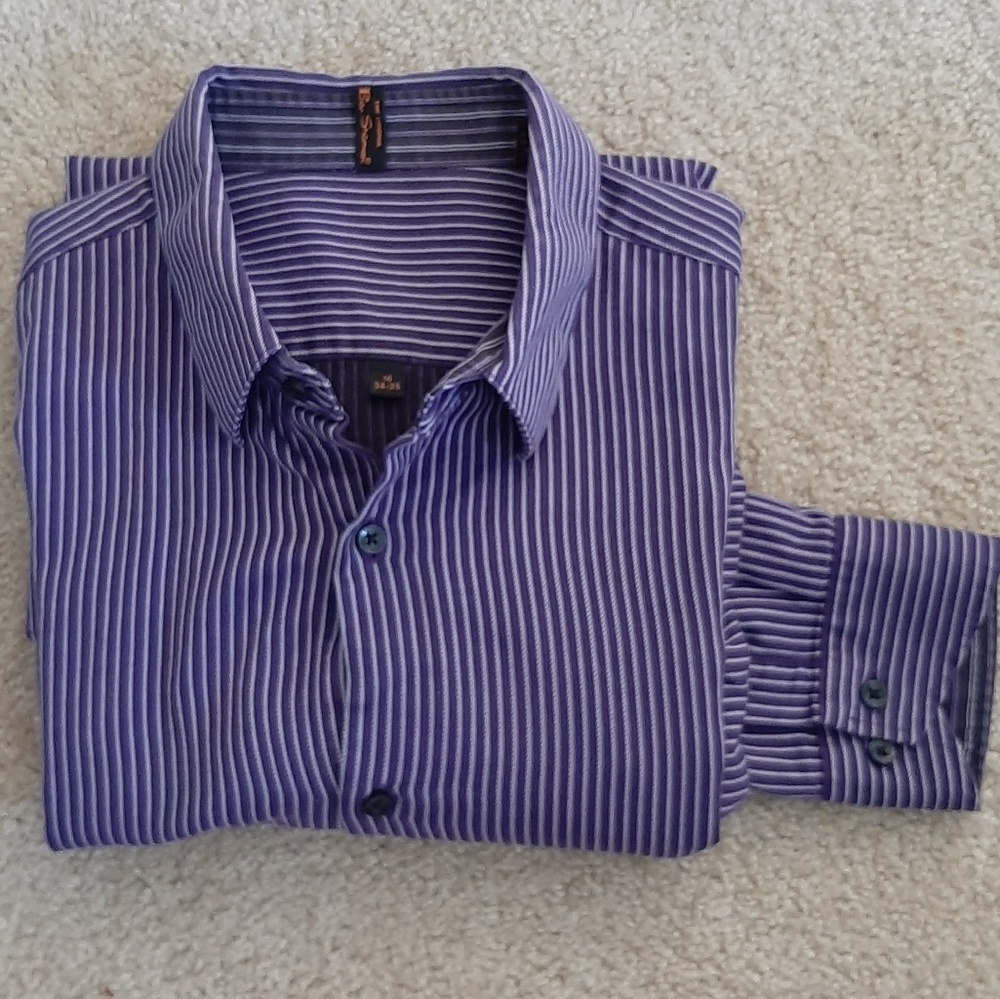 Ben Sherman Purple Striped Dress Shirt sz 16 34-35